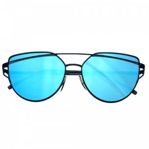 Cat Eye Mirrored Flat Lenses Aviator Sunglasses
